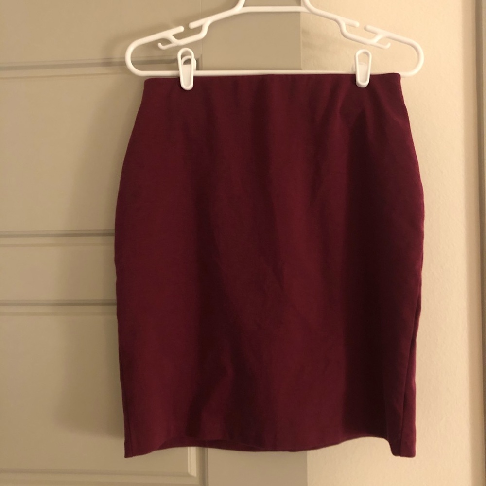 Maroon Jersey Pencil Skirt